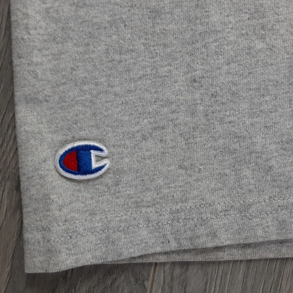 Champion Mens Heather Gray Script Logo Graphic T-Shirt 2XL GT19 Short Sleeve